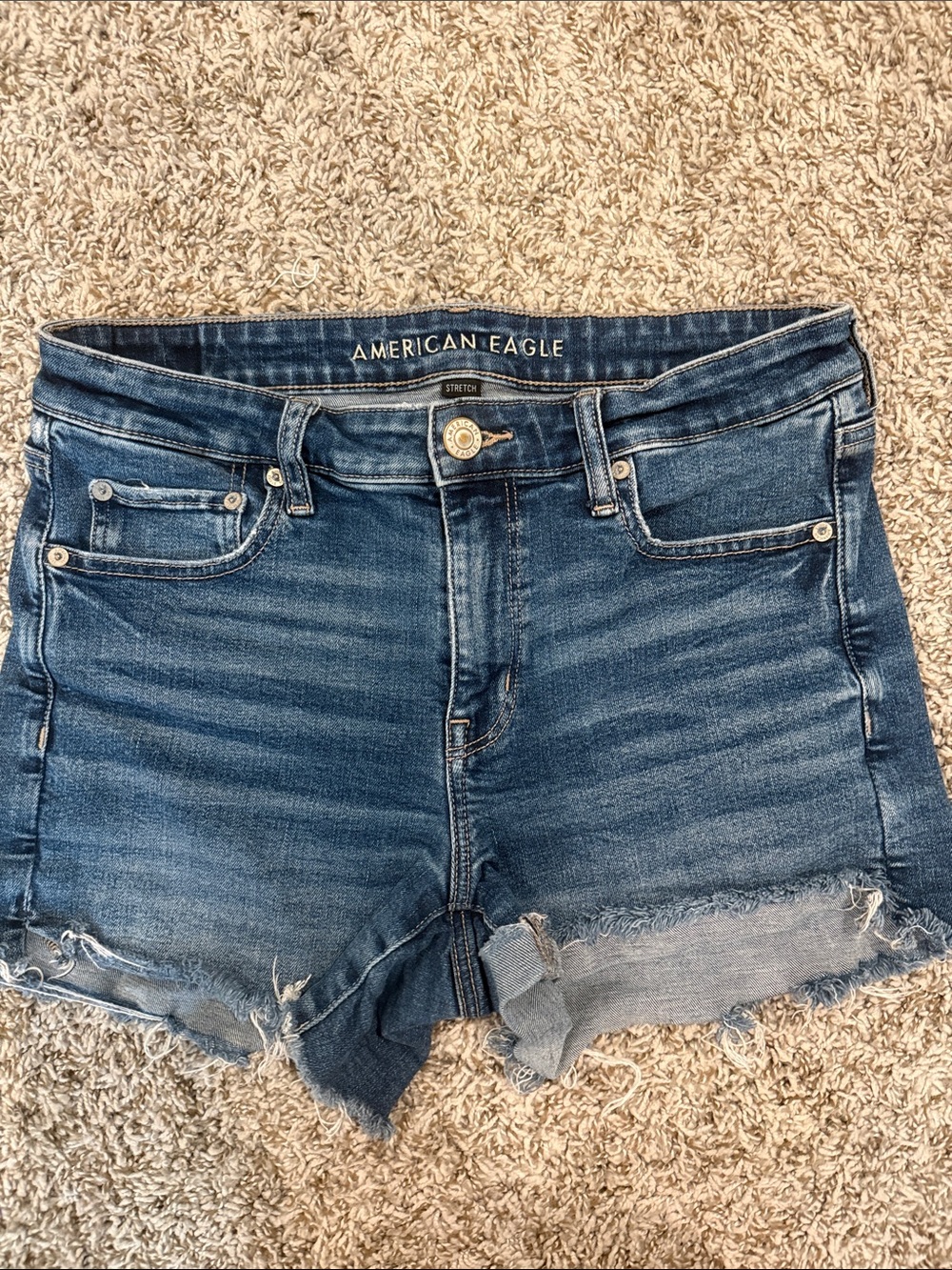 American Eagle Outfitters Medium Blue Distressed Denim Cutoff Shorts